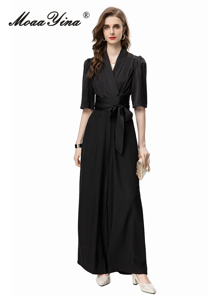 Летние высококачественные женские брюки MoaaYina комбинезон однотонные со