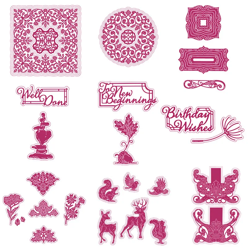 

Elderberry Acorn Flower Labels Animals Metal Cutting Dies For Scrapbooking Donut Days Stencil Embossing Mold Diy Paper Cards
