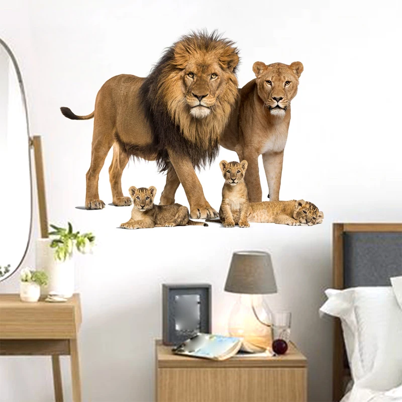 

Lion Pattern Wall Sticker Creative Lion Cartoon Animal Background Wall Decoration Wall Decal