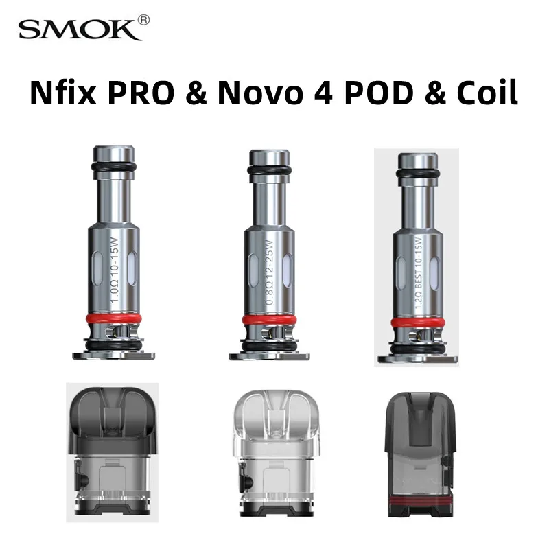 Original Vape SMOK NOVO 4 & Nfix PRO Empty Pod Electronic Cigarette Cartridge 2ml Tank Support LP1 Meshed Coil Replacement NOVO4