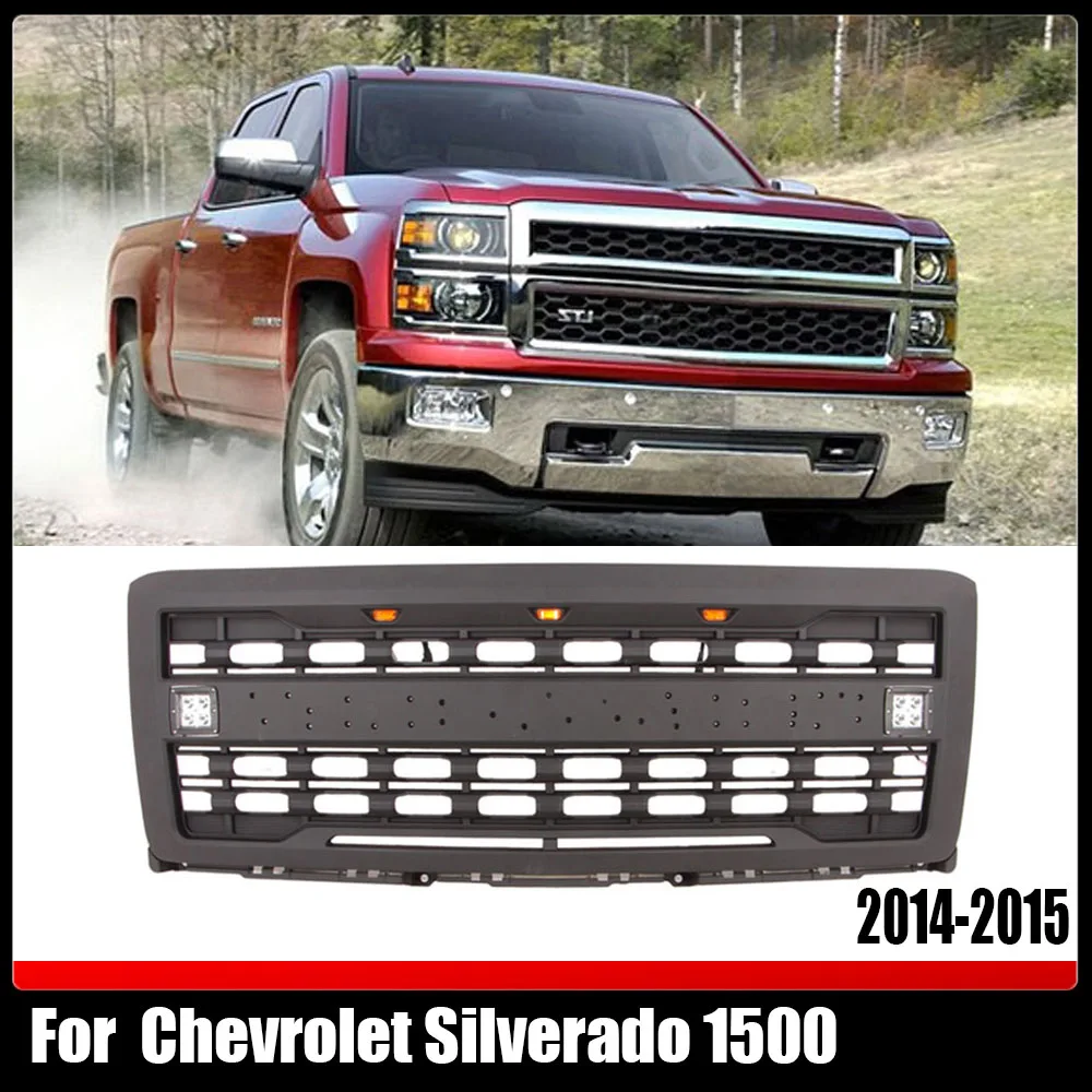 

Auto Modified Front Bumper Grill Exterior Racing Grills Grille Trims Meshes Grill Covers For Chevrolet Silverado 1500 2014-2015