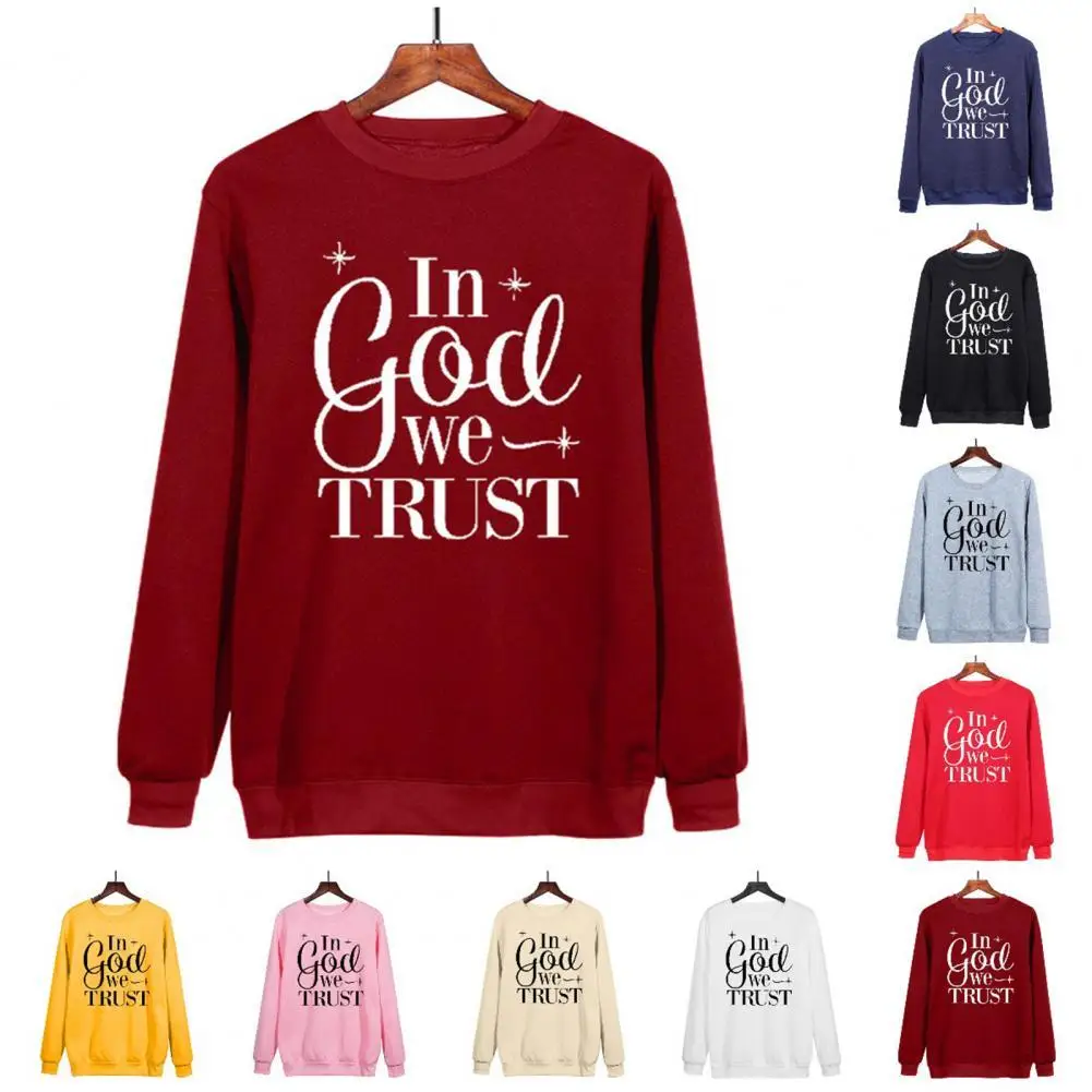 

Long-lasting Fashion Round Neck God Letter Women Sweatshirt Polyester Pullover Sweatshirt Eye-catching for Sport