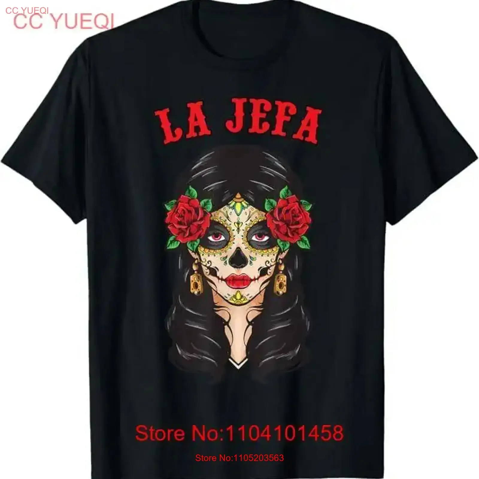 Фото Женская футболка Dia De Los Muertos La Jefa Mexican Catrina Day of Dead, винтажная стираная повседневная стильная мужская удобная футболка с рисунком №1