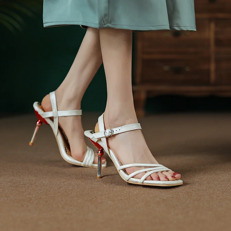 

Womens Peep Toe Stilettos High Heel Sandals Slingbacks Straps Shoes Summer Ladies New 2022 Zapatos De Mujer