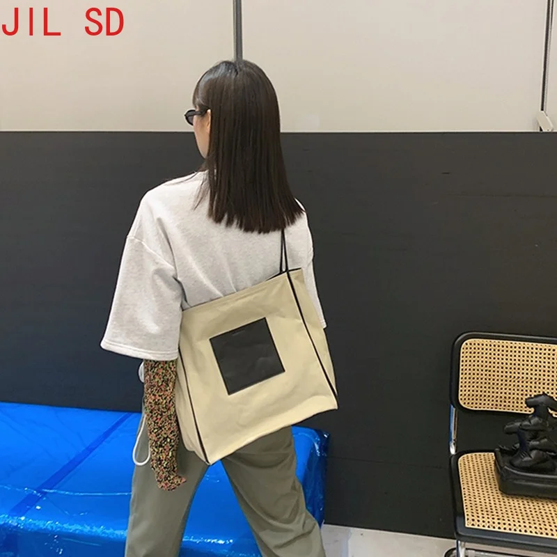 

New Women Handbags Tide Brand JIL SANDER Canvas Bag Fashion Vintage Patchwork Bags Have Tags