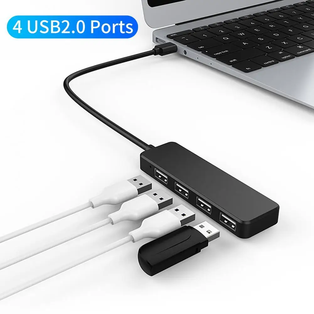 

Practical Splitter Cable Hub Widely Compatible Driver-free Thickened Interface 4 in 1 USB2.0 Splitter Cable Hub