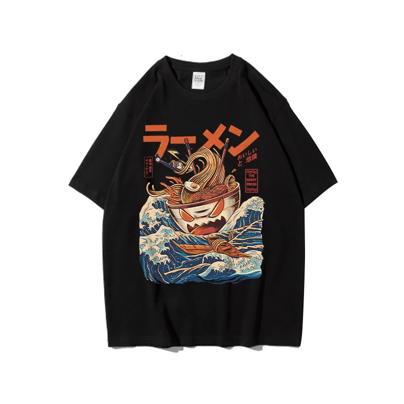 

ExtFine Crazy Noodles Anime Men Oversized T-shirt Short Sleeve Summer Vintage Graphic Japanese Style Tops Cotton Male Tees