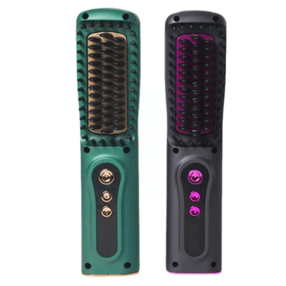 Heating Straightening Comb USB Wireless Hair Straightener Beard Comb Styling Brush Tools Brush Beard Quick Hair Straightene P1G5