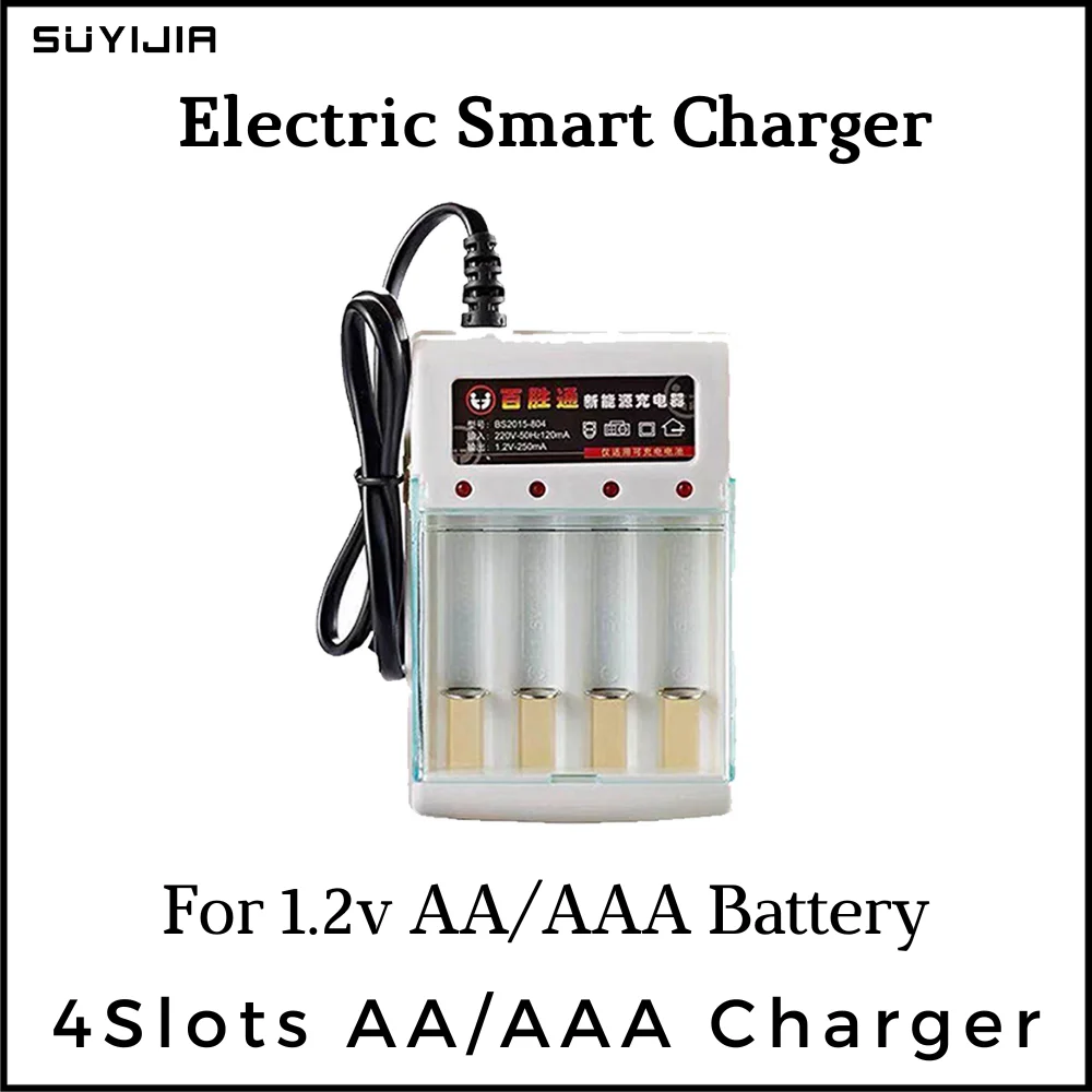 

AA/ AAA Battery Charger 4 Slot AA/AAA Ni-cd Fast Electric Smart Charge EU Plug for 1.2V Battery Charging