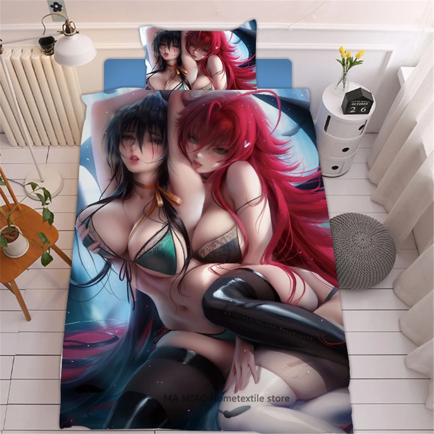 

Otaku Anime Bedding Set Sexy Girl Boy Gift 2/3 Pcs Two-Dimensional Duvet Cover and Pillowcases Queen King Single Size 140x210