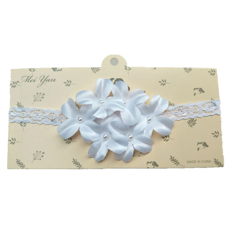 

Newborn Baby Headband Handmade White Lace Flower Pearl Headband for Girl Infants G99C