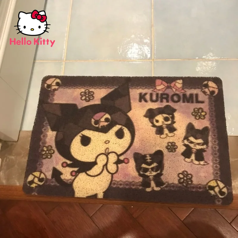 

Мультяшный нескользящий коврик Hello Kitty Kuromi для ванной, ПВХ, для спальни, для входной двери, противогрязный коврик