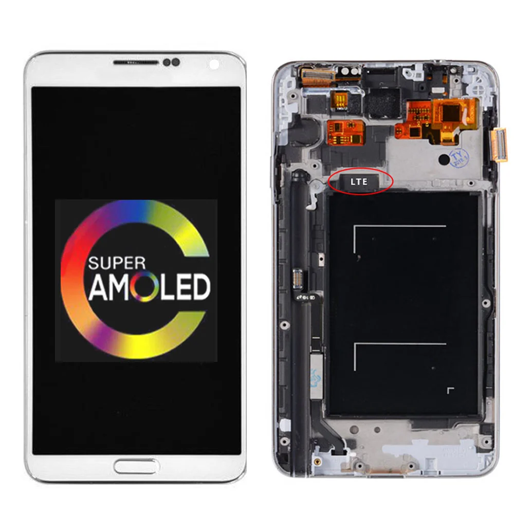 ЖК-дисплей Super AMOLED с рамкой для Samsung Galaxy Note 3 N900 N9005 N900A N900V сенсорным экраном и