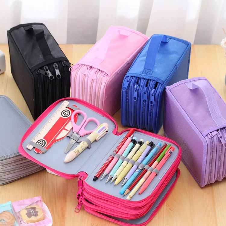 

72 Holders 4 Layer Portable Oxford Canvas School Pencils Case Pouch Brush Pockets Bag Pencil Holder Case School Supplies