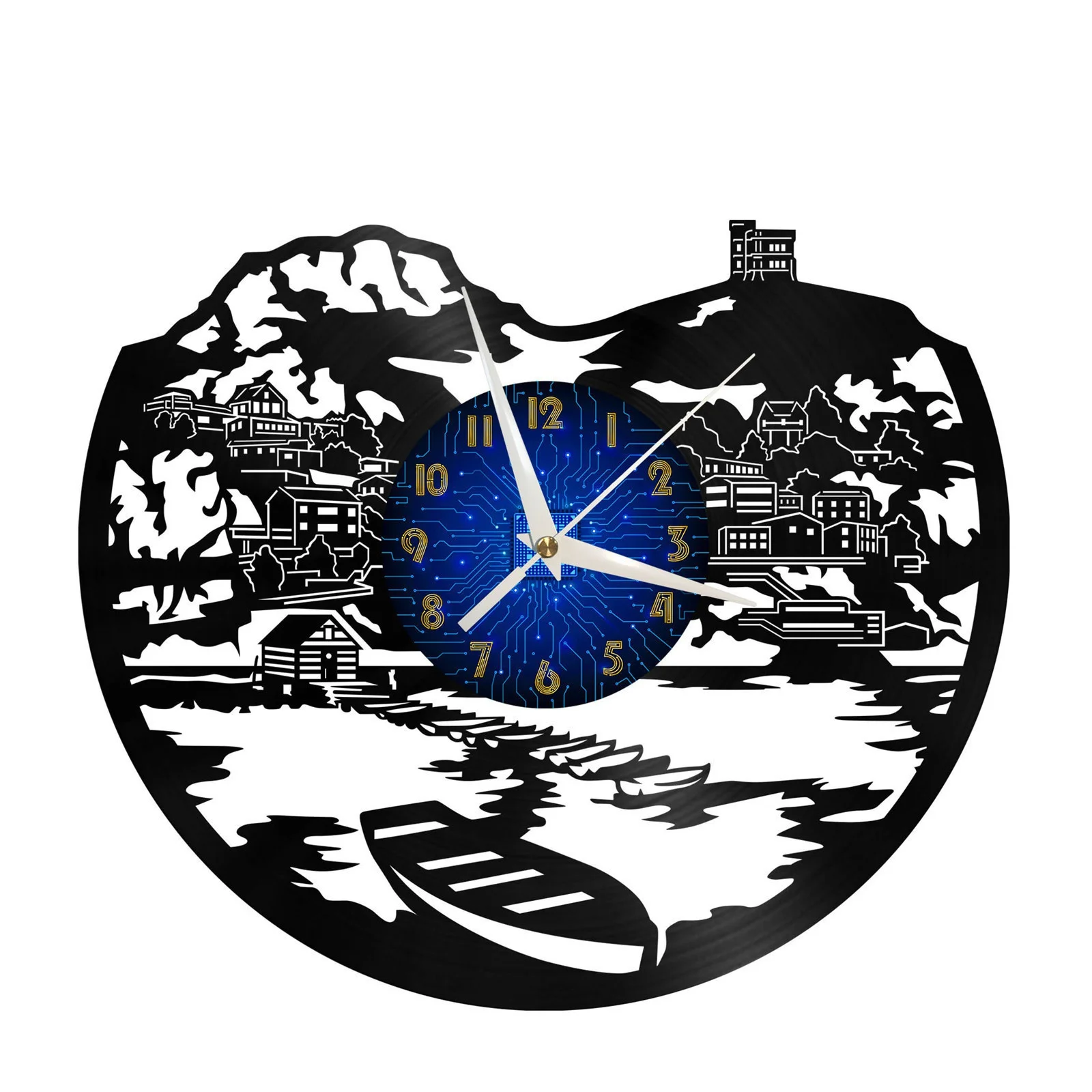 

Scenic town Vinyl Record Wall Clock for Kitchen Wall Decor Wall Art