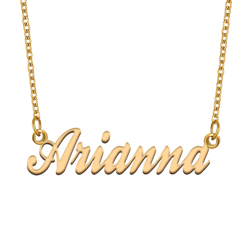 Ожерелье Arianna с именем для женщин, ювелирное изделие из нержавеющей стали с позолоченной табличкой, цепочка с кулоном, подарок для матери или девушки