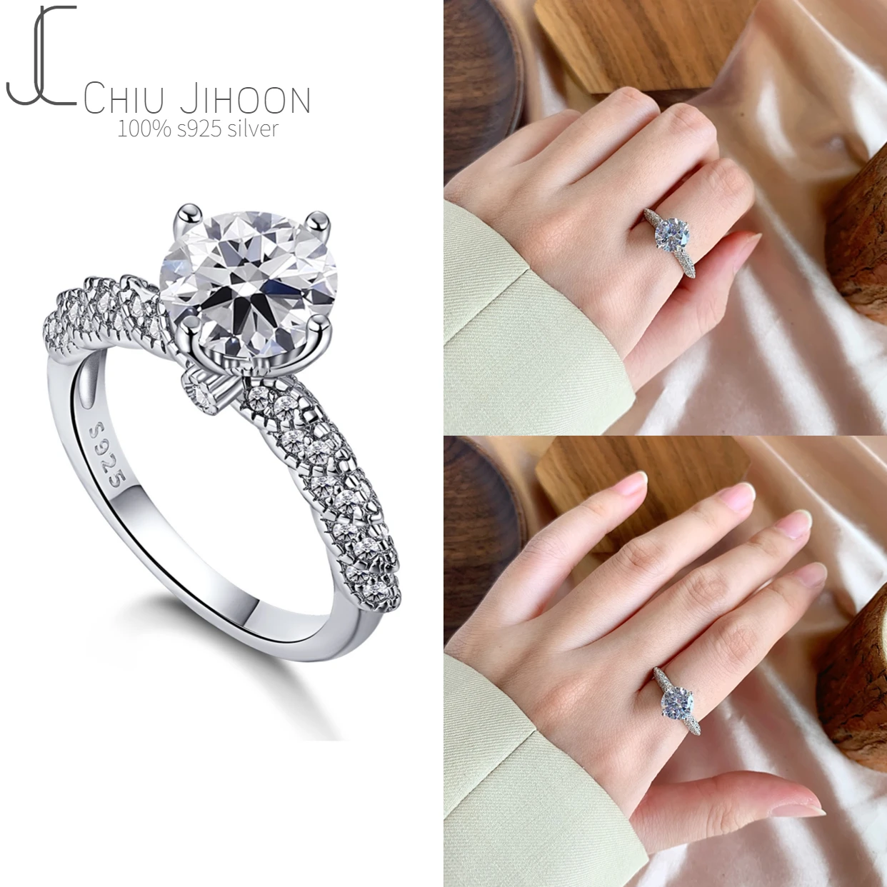 

Round Cut Moissanite Rings Real 925 Sterling Silver Wedding Rings Love Gifts For Mom Daughter Girlfriend Engagement Rings
