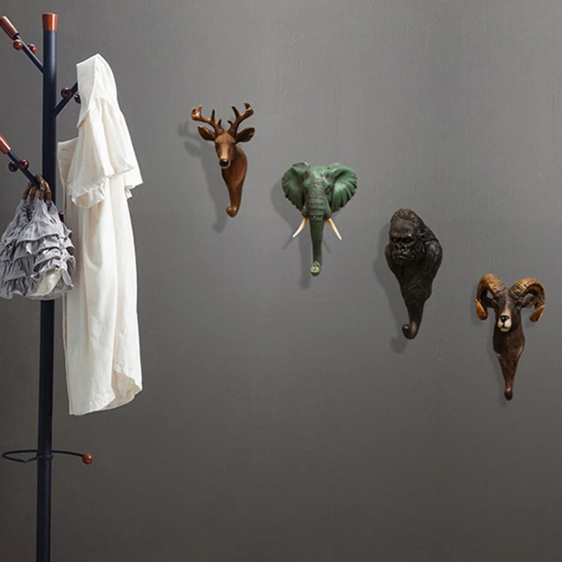 Настенный крючок в виде слона винтажный с головой оленя животное для