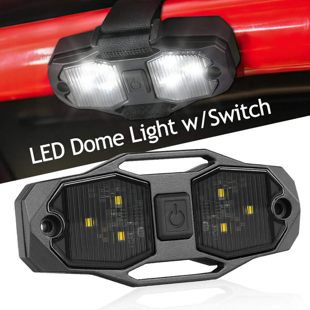 

1pc Roll Bar Mount 12V 3.3W 6000K Roof Dome Rock White LED Lights Lamp W/Switch For Polaris RZR UTV 4WD Lighting & Lamps