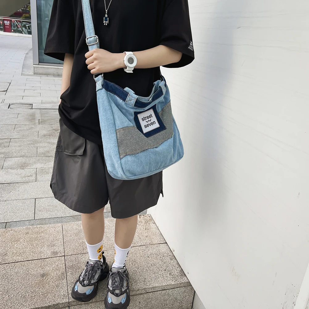 

Модная женская винтажная сумка через плечо, Дамский мессенджер из денима в стиле ретро, повседневный тоут с верхней ручкой для студентов