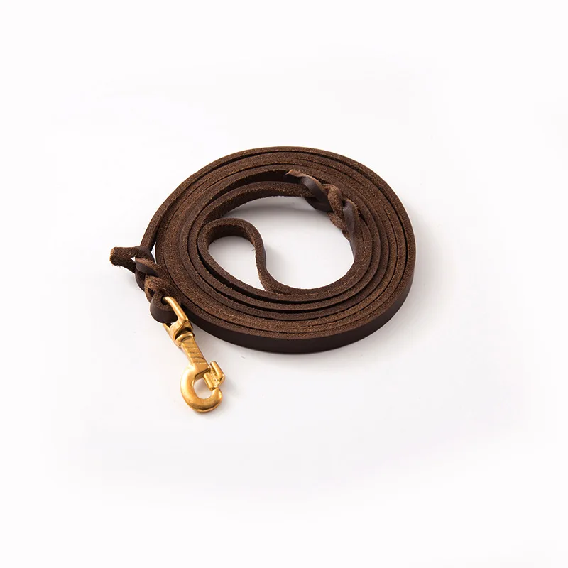 

Durable Traction Rope Leather Copper Hook Dog Rope Pet Traction Rope Soft Cowhide Woven Large Pet Supplies Medium Width 1.2cm
