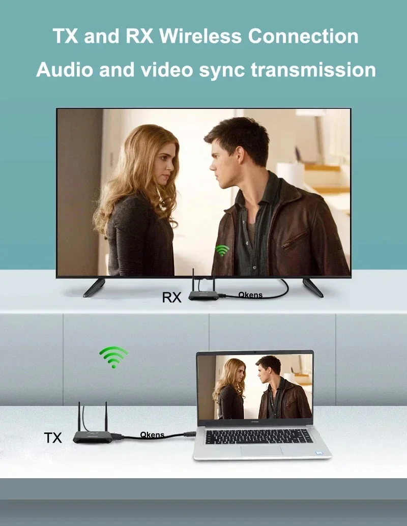 Фото Адаптер дисплея беспроводной передачи 1080p, удлинитель HDMI, видеопередатчик и приемник для камеры PS4, DVD, ПК к ТВ-проектору №5