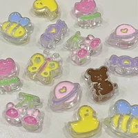 10pcs transparent drip oil little yellow duck candy diy cartoon necklace head rope beaded accessories charms for jewelry making