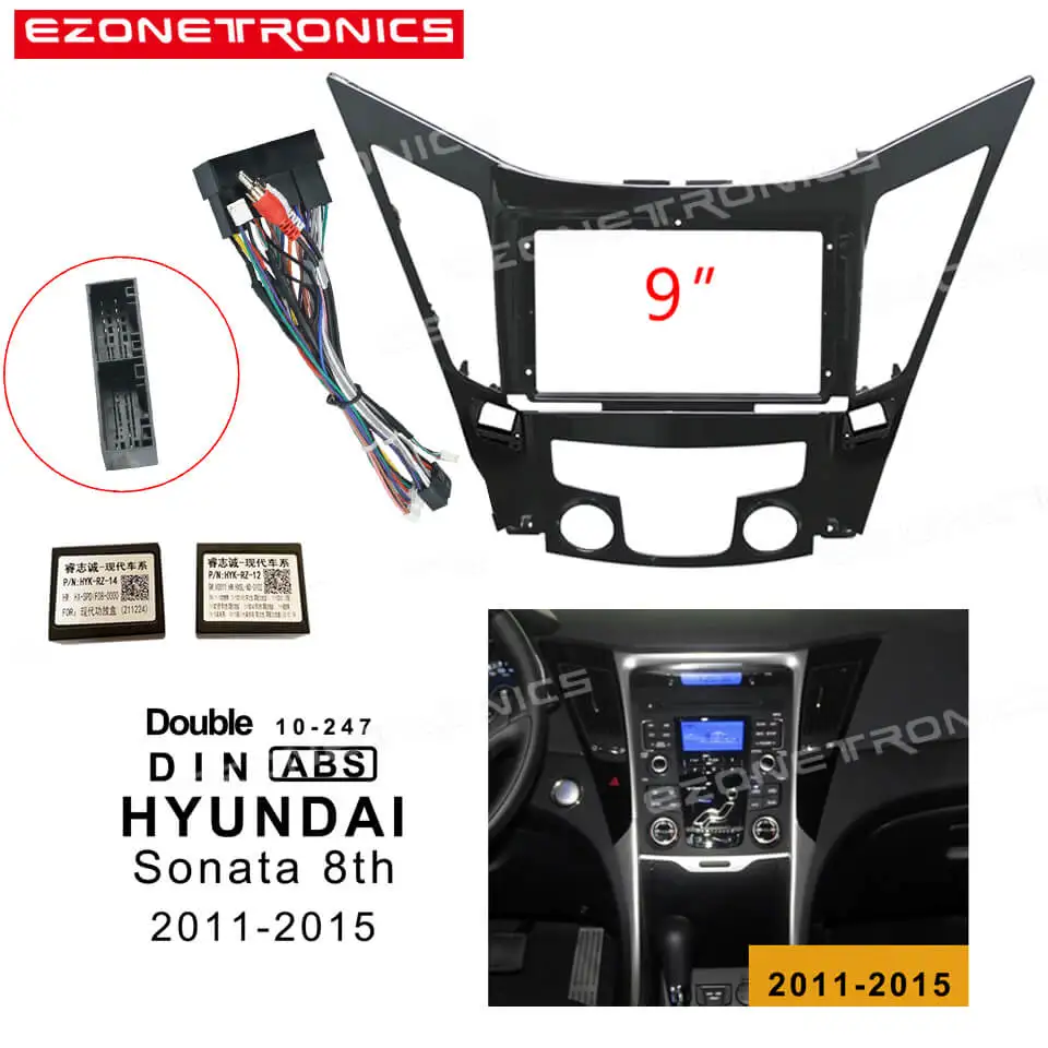 

2Din Car DVD Frame Audio Fitting Adaptor Dash Trim Kits Facia Panel 9inch For HYUNDAI Sonata 8th 2011-2015 Radio Player