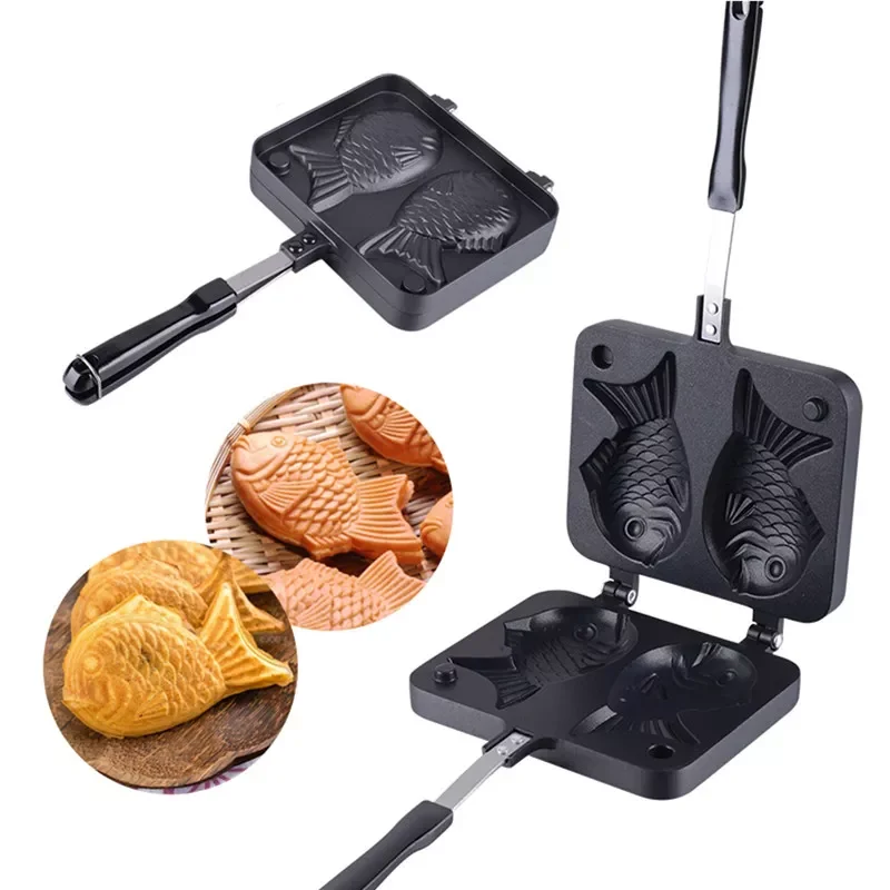 

Taiyaki Japanese Fish-Shaped Bakeware Waffle Pan Maker Japanese Pancake Double Pan Stainless Steel Frypan Home Cake Tools