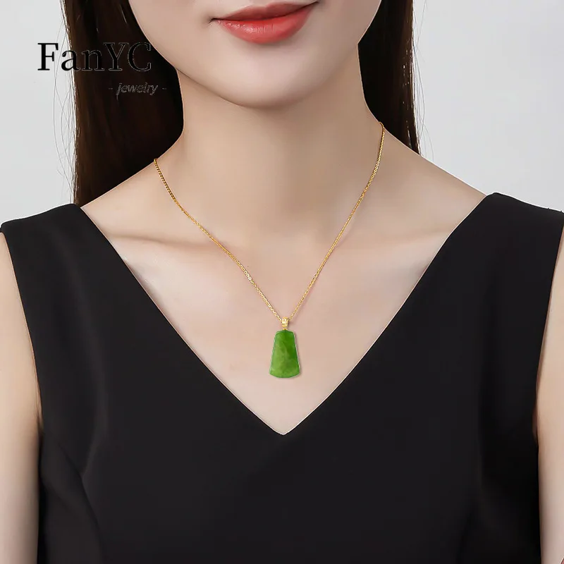 Натуральный ярко-зеленый Амулет из шпината подвеска с пряжкой 18-каратного золота