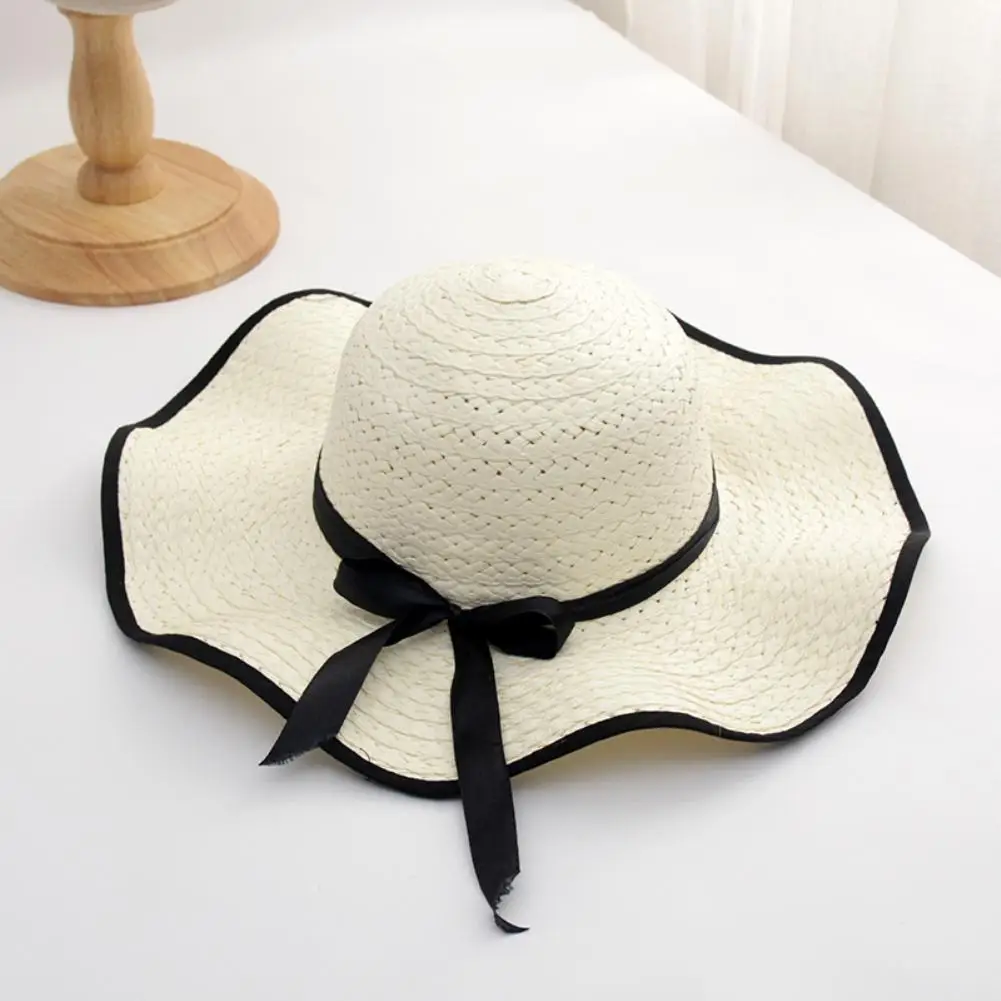 

Lightweight Floppy Cap Sunscreen Durable Ladies Bow Decor Outdoor Hiking Beach Hat Comfy Summer Hat for Holiday