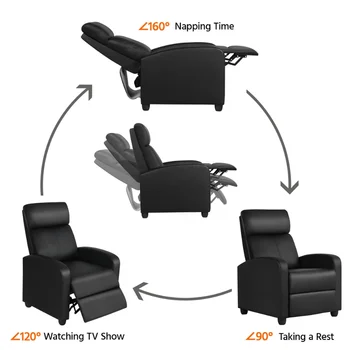 Easyfashion Faux Leather Push Back Theater Recliner Sofa
