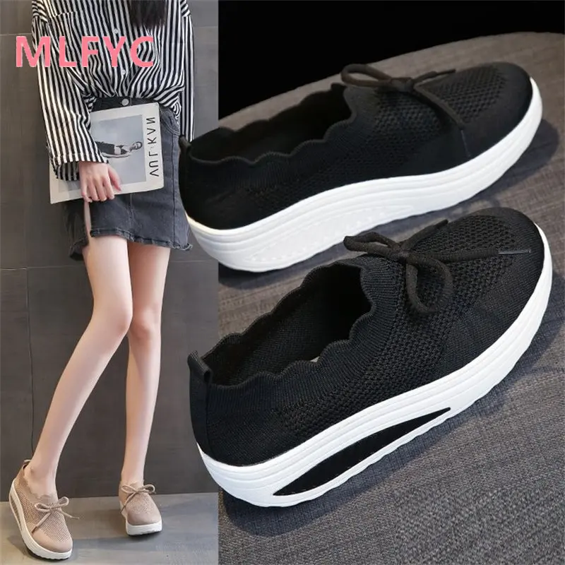 

2023 Autumn New Women's Shoes Solid spring and summer mesh breathable low top single shoes female casual thick soled flat shoes