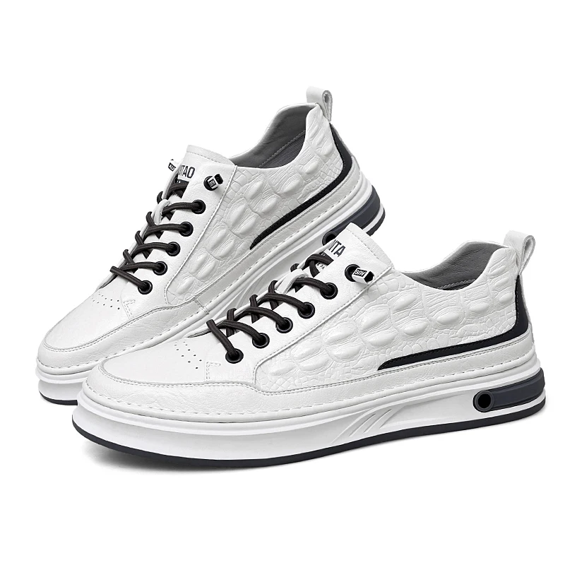

Men Casual Shoes Leather Flat Shoes White Round Toe Fashion Non-slip Autumn Fashion Comfortable Flat Loafers New Shallow Mouth