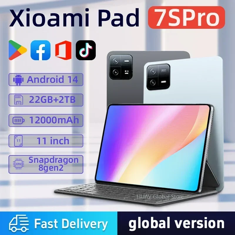 2025 Новый планшет 7S Pro Global Edition Pad Snapdragon 8gen2 Android 14 HD 4K 22 ГБ + 2 ТБ 5G с двумя SIM-картами и