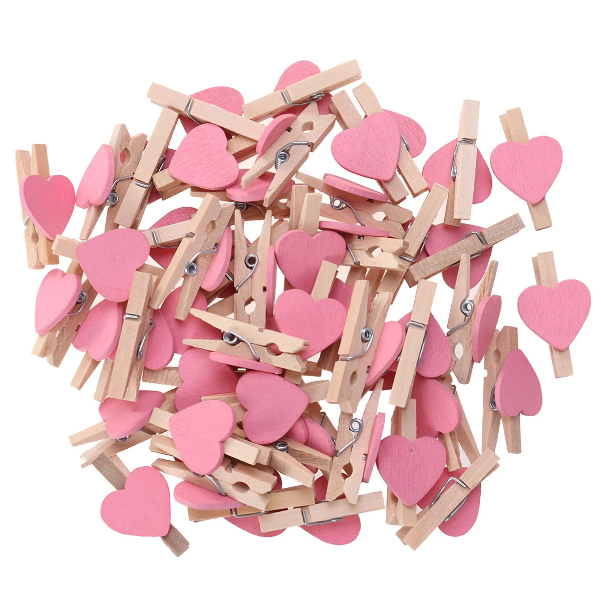 

50pcs Love Wood Clips Beautiful Small Fixation Clips for Photo Painting (Pink)