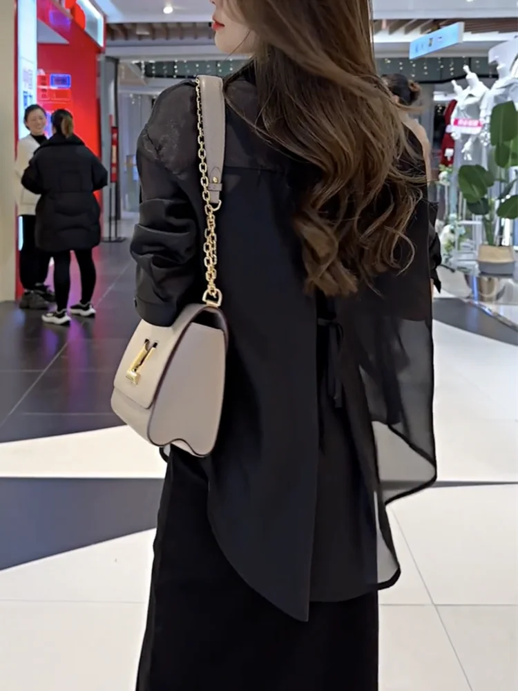 European Goods Fashion Temperament Polo Collar Chiffon Shirts Women's Spring Summer New Design Lace Cardigan Sun Protection Top