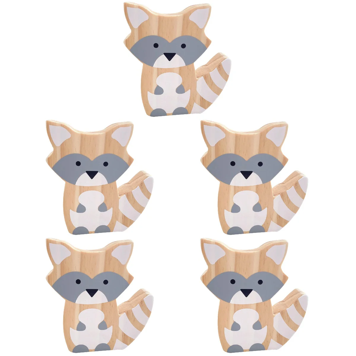 

5pcs Wood Foxes Model Decor Tabletop Foxes Adornment Photoing Prop Decoration Home Decor