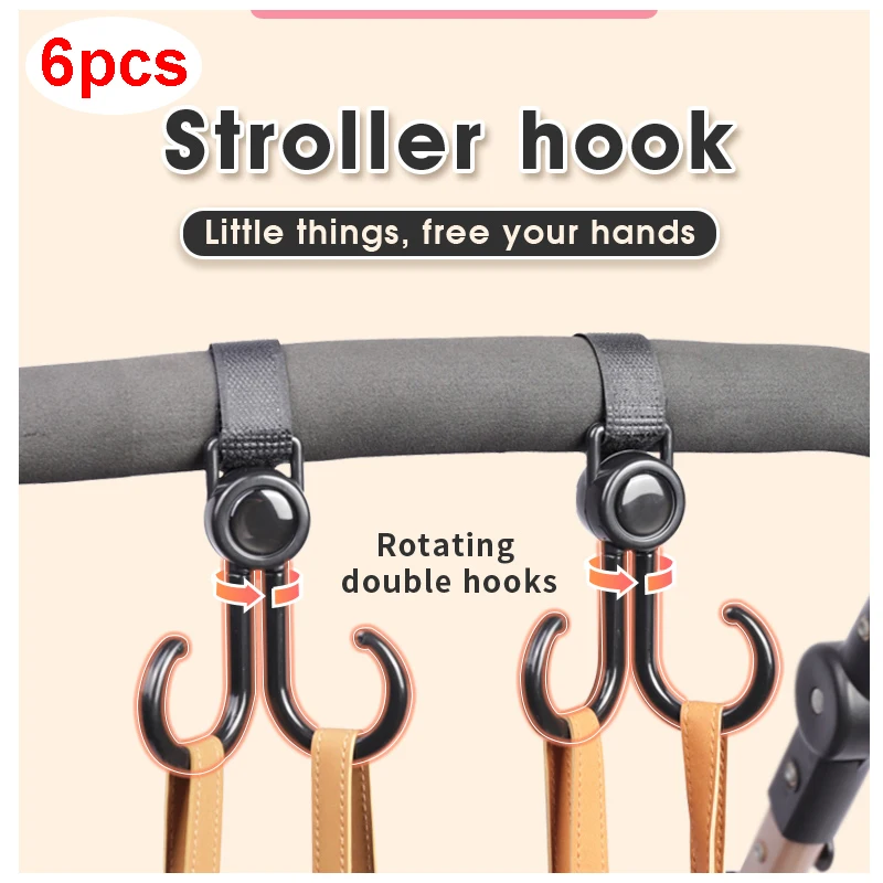 

Baby Stroller Double Hooks Multifunctional Hook For Bicycles Electric Vehicle Motorcycles Scooters Rotate 360 Degree Organizer