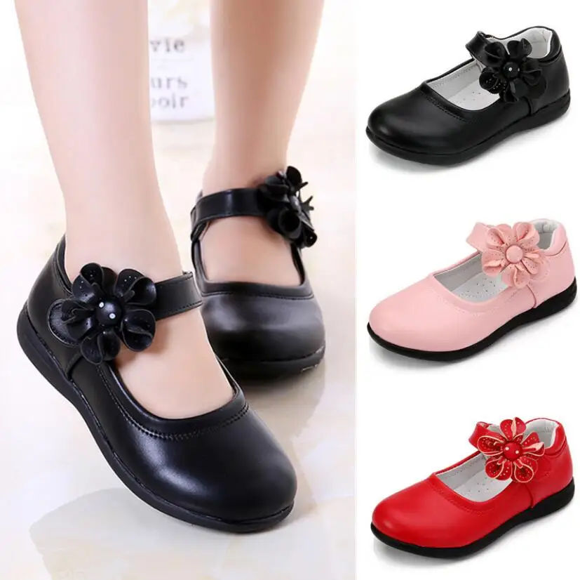 

Girls Leather Shoes for Children Wedding Dress Princess School Shoes Kids Summer Bow-knot Black Student Sandals Korean Fashion