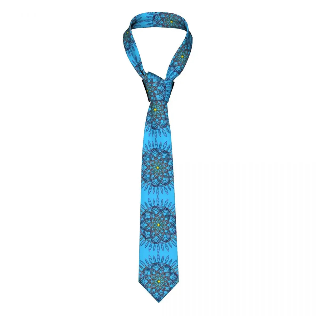 

Boho Mandala Necktie Men Casual Polyester 8 cm Narrow Watercolor Flower Neck Ties for Mens Accessories Cravat Office