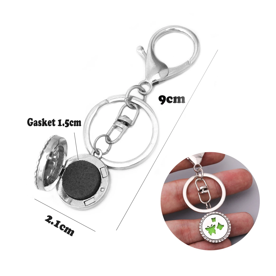 Модная ароматерапия Бабочка циркон брелок ювелирные изделия нержавеющая сталь