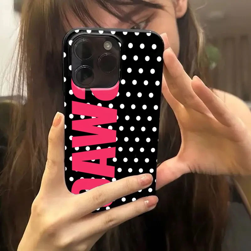 Фото Чехол для телефона с узором в горошек и надписью SWAG для iPhone 17 16 15 14 13 12 11 Pro Max Air 16e XR X XS 7 8 Plus, мягкий чехол №3