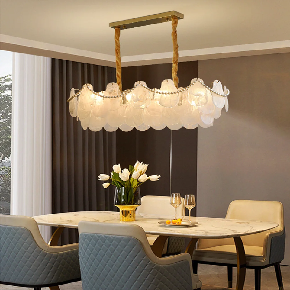 

Pearl Chain 2022 New Trend Gold Lustre Chandelier Hanging Lamp LED Light Fixture Home Appliance Home Decoration Luxury