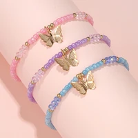 3pcsset handmade bead bracelets with butterfly charm children girls birthday party jewelry gift