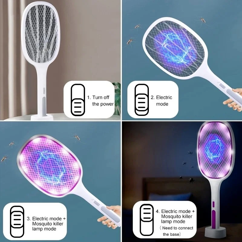 

3000 Volt Electric Fly Swatter Electric UV USB Rechargeable LED Light Summer Mosquito Killer Electric Mosquito Swatter