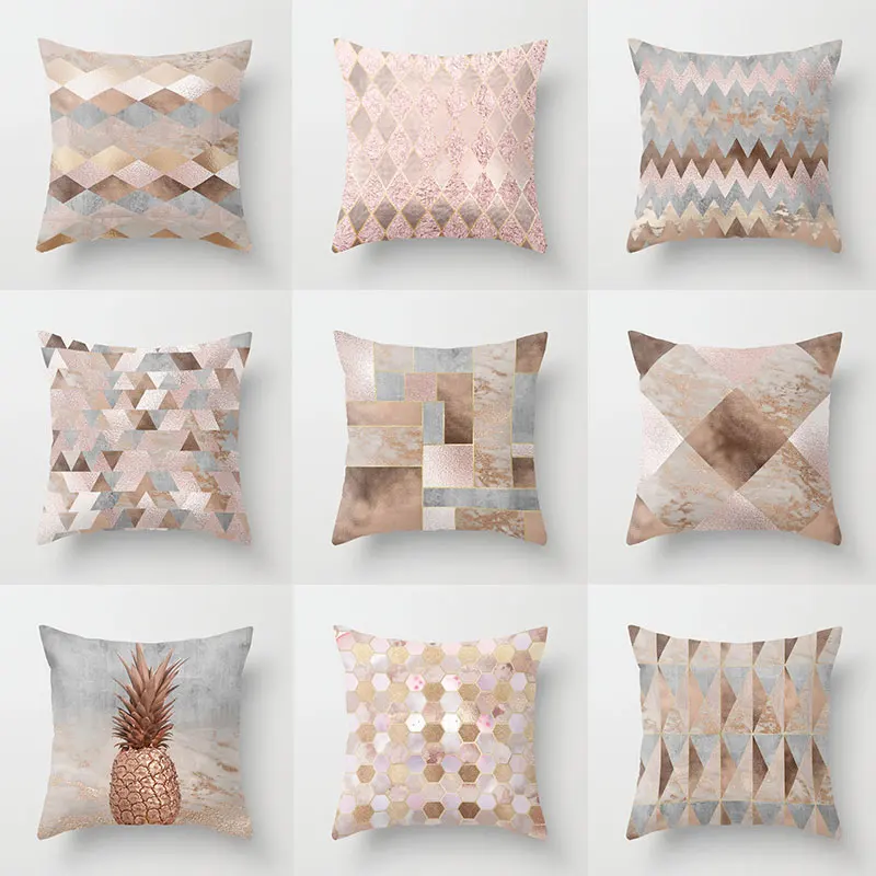 

Cushion Cover Pillowcase Rose Gold Pillowcase Geometric Pillowcase Printed Pillowcase Modern Simplicity Printed Geometric