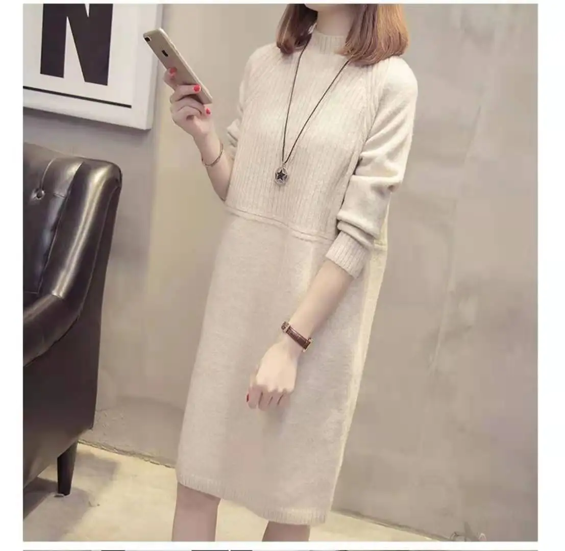 

Женское платье-свитер с длинной пряжкой, осень/зима