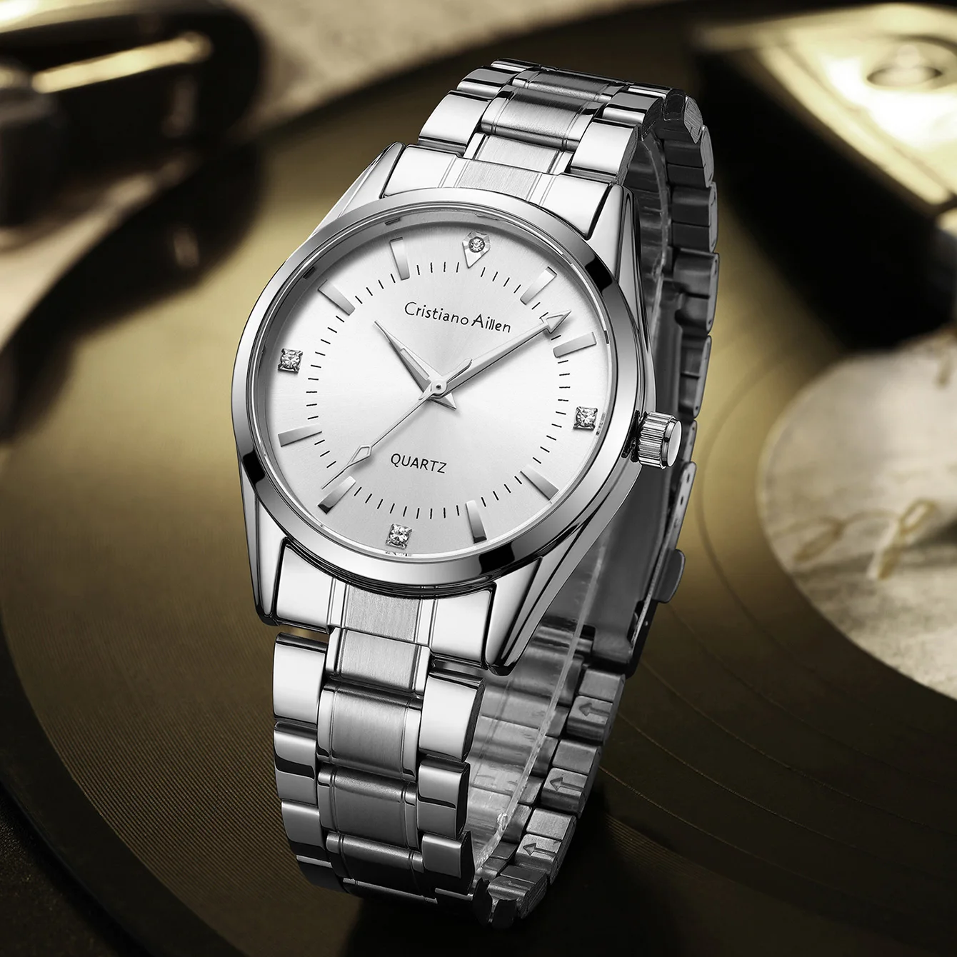 Модные простые мужские часы Роскошные из нержавеющей стали водонепроницаемые