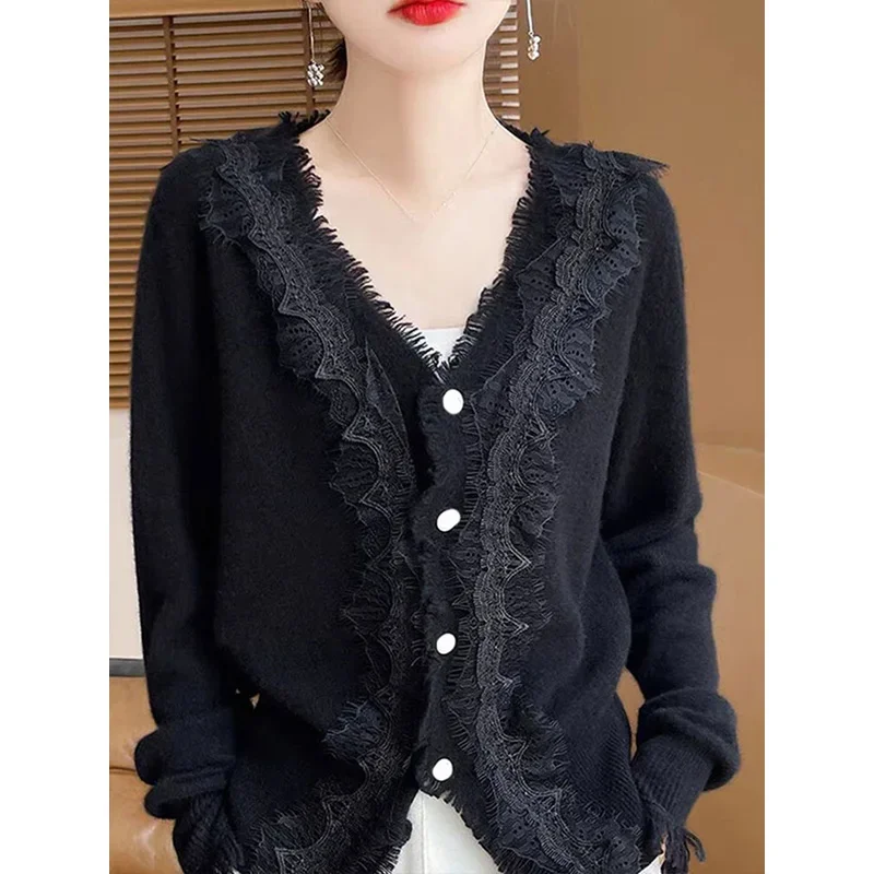 Женская одежда модные кружевные толстые однотонные свитера из мягкой шерсти